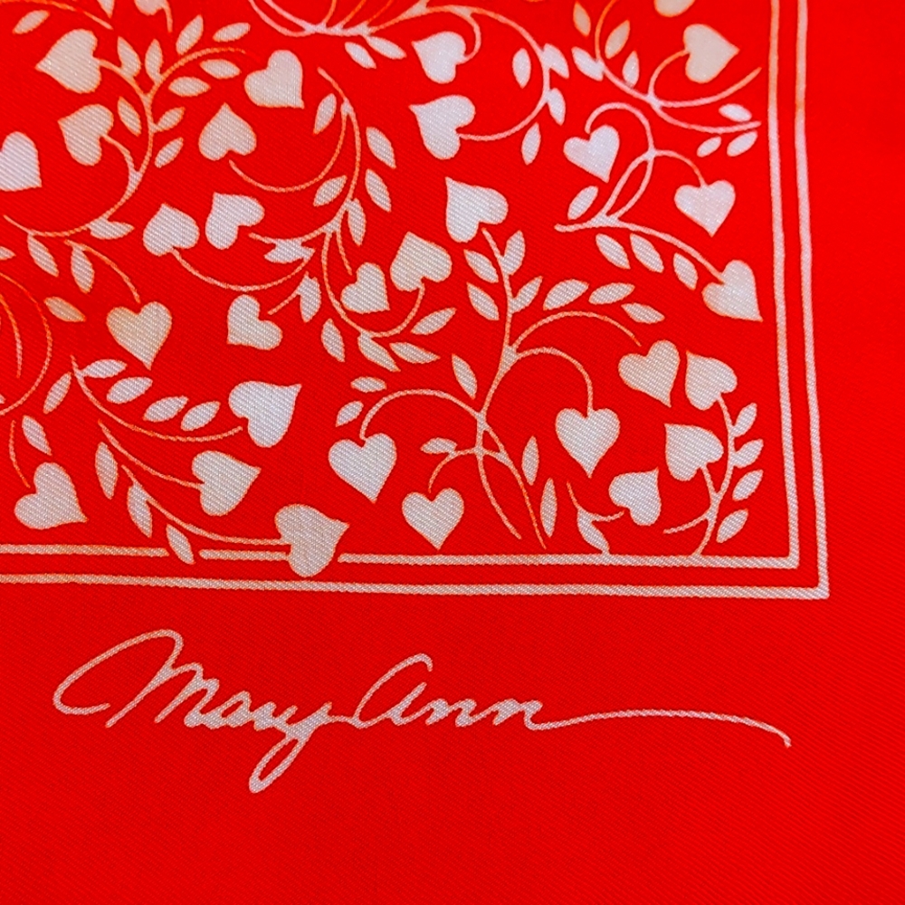 Mary Ann Red Scarf With Hearts